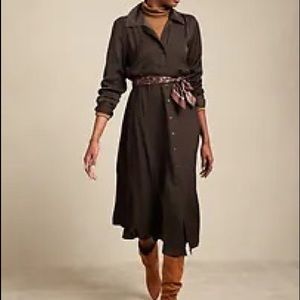 Belted Button-Down Midi Dress
